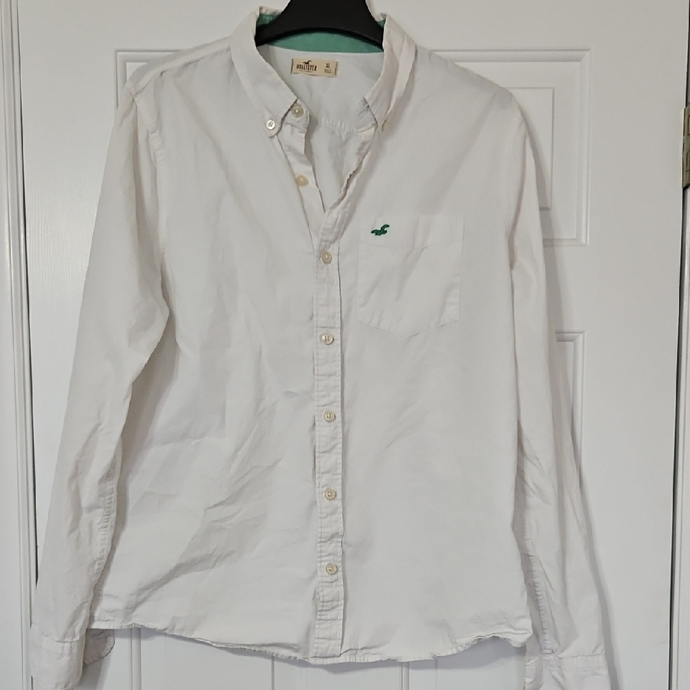 Hollister White Casual Button-Down Shirt